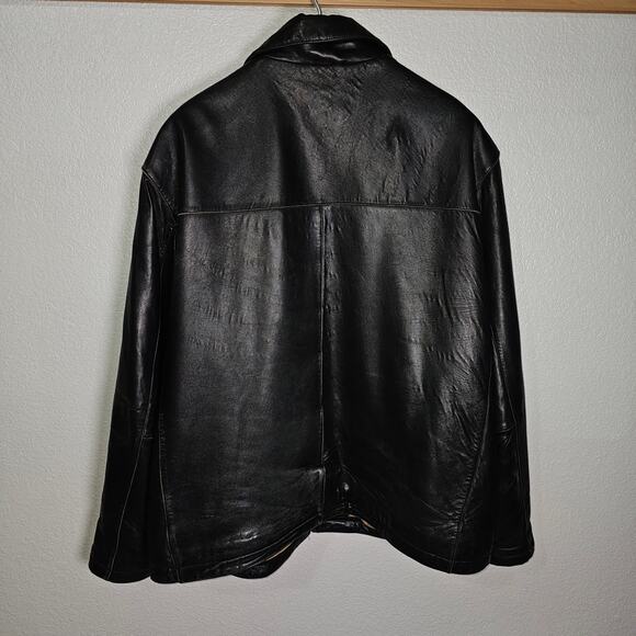 Dockers Soft Leather Men's Black Leather Jacket 2XLT PTP 28 L 31 - Picture 3 of 13